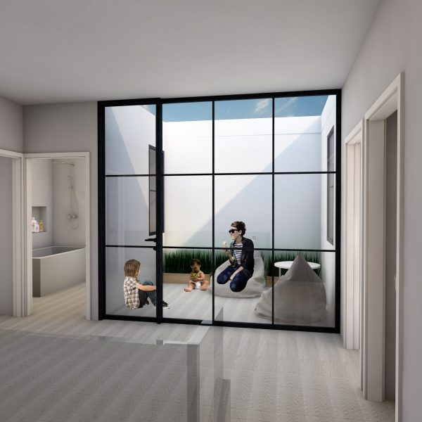 segado arquitectos proyecto porcuna jaén vivienda aviador garcía morato patio terraza fotomontaje