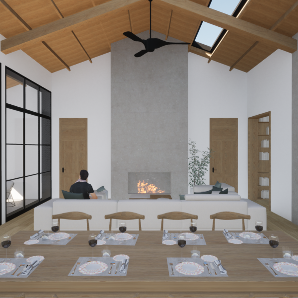 romerosa ecológica desconectada sostenible salón rural moderno segado arquitectos madera piedra diseño guadalajara