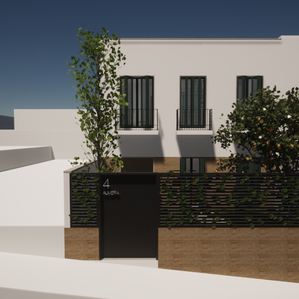 diseño vivienda unifamiliar casa segado arquitectos patio árbol acceso entrada ladrillo visto