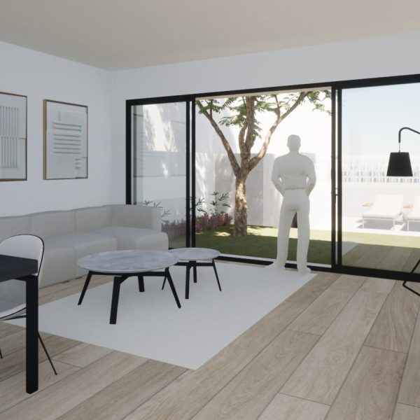 diseño vivienda unifamiliar casa segado arquitectos patio árbol salón espacio luz