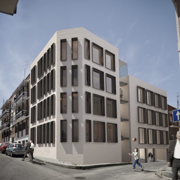 render vallecas concurso emvs madrid mch collective housing wajnerman brechner segado viviendas celosía ladrillo pintado blanco