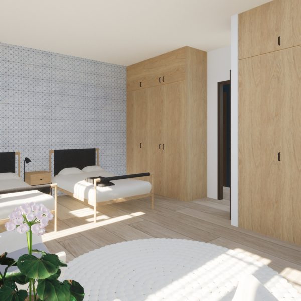 diseño vivienda unifamiliar casa segado arquitectos dormitorio amplitud luz natural cuarto juegos tradicional rural