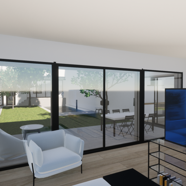 diseño vivienda unifamiliar casa segado arquitectos salón ventanal luz espacio