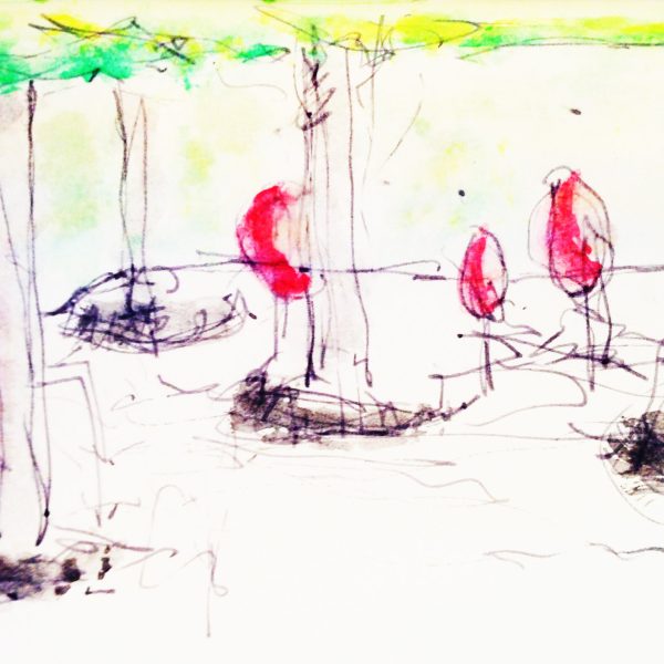 segado arquitectos croquis linares jaén dibujo ampliación colonia cruz árboles personas