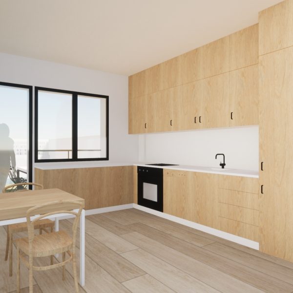 diseño vivienda unifamiliar casa segado arquitectos cocina madera domesticidad luz
