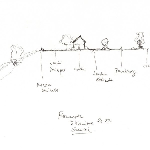 romerosa ecológica desconectada sostenible rural moderno segado arquitectos croquis sección guadalajara paisaje