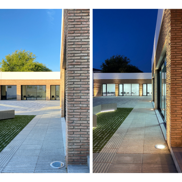 arjonilla centro sociocultural segado arquitectos diseño fachada plaza acceso día ladrillo visto cristaleras
