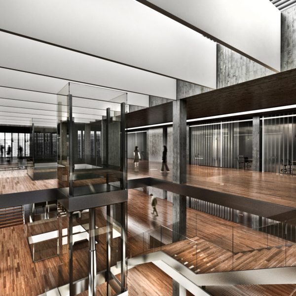 concursos caf montevideo uruguay balloon lab brechner ebergenyi segado wajnerman pérez guzmán interior render oficinas madera hormigón lucernarios