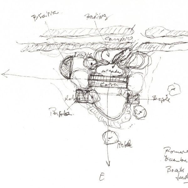 romerosa ecológica desconectada sostenible rural moderno segado arquitectos croquis planta guadalajara paisaje