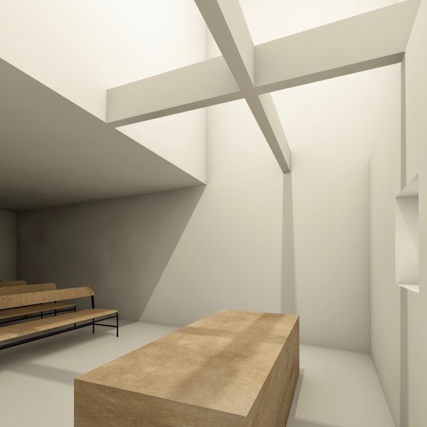 centro parroquial san roque arjonilla jaén segado arquitectos diseño capilla cruz lucernario sombra