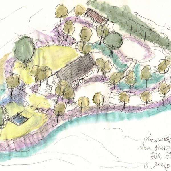 romerosa ecológica desconectada sostenible rural moderno segado arquitectos dibujo croquis guadalajara paisaje