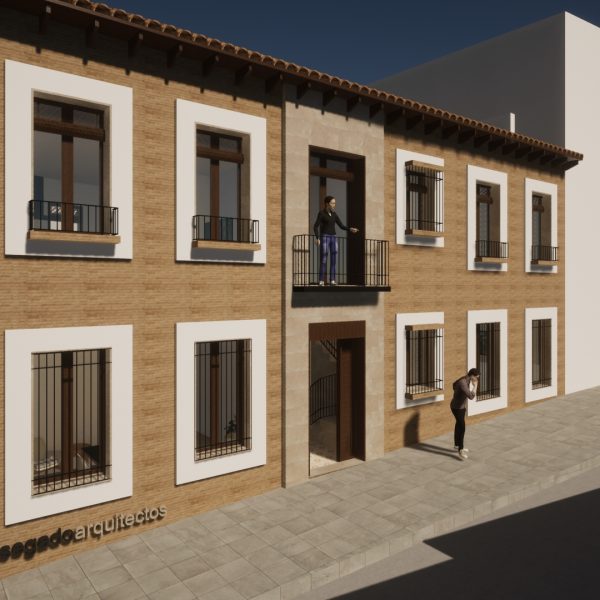 diseño vivienda unifamiliar casa segado arquitectos tradicional rural ladrillo visto piedra rejas