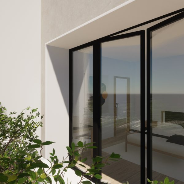 diseño vivienda unifamiliar casa segado arquitectos terraza habitación dormitorio jardinera cristalera