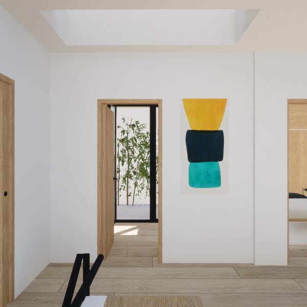 diseño vivienda unifamiliar casa segado arquitectos distribuidor lucernarios terraza bambú domesticidad