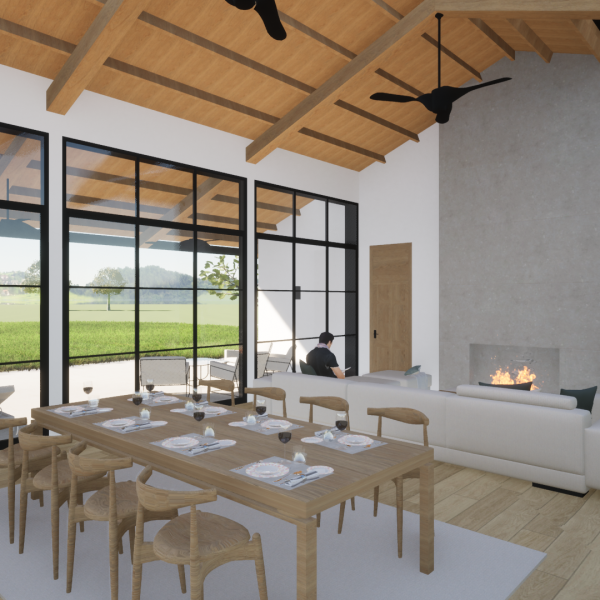 romerosa ecológica desconectada sostenible guadalajara casa rural moderno segado arquitectos porche interior cristaleras paisaje