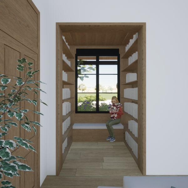 romerosa ecológica desconectada sostenible guadalajara casa rural moderno segado arquitectos biblioteca acogedor entrada