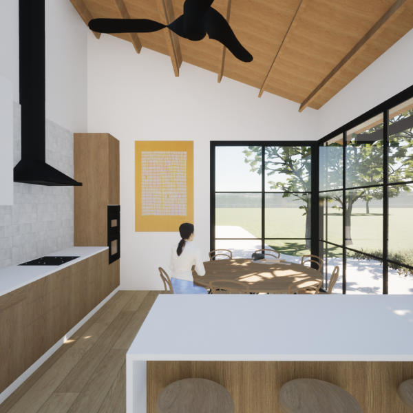 romerosa ecológica desconectada sostenible guadalajara casa rural moderno segado arquitectos cocina paisaje esquina ventanal