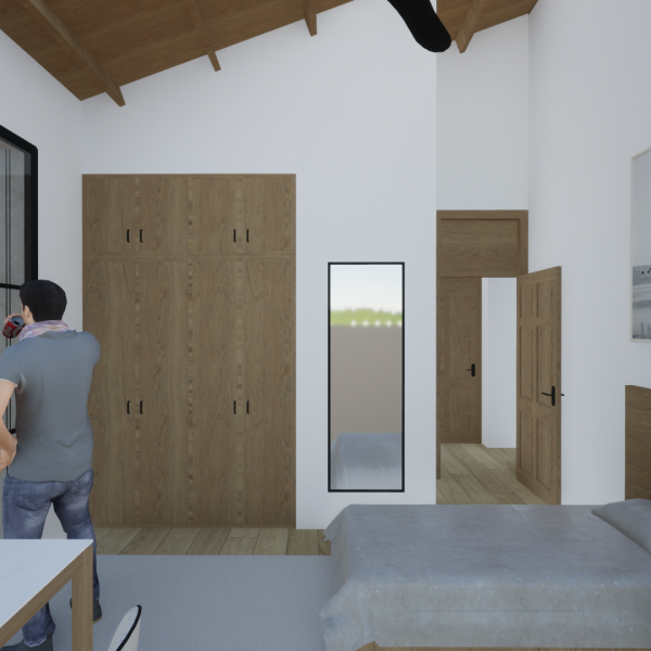 romerosa ecológica desconectada sostenible guadalajara casa rural moderno segado arquitectos dormitorio madera altura paisaje