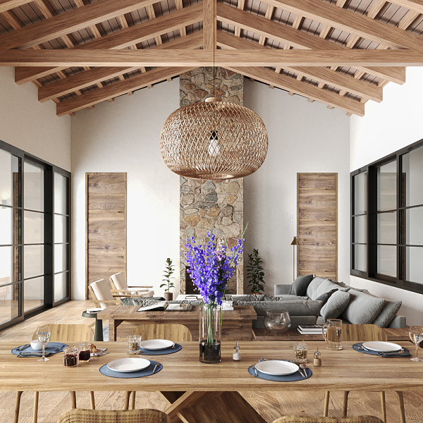 romerosa ecológica desconectada sostenible guadalajara casa rural moderno segado arquitectos modo interior salón madera rústico luz acogedora