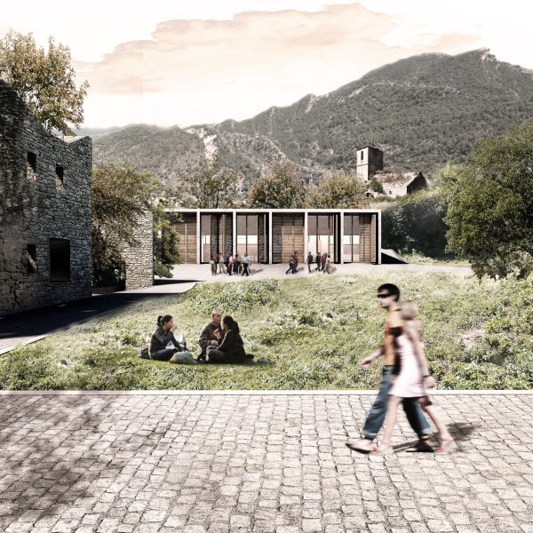 proyecto fin carrera juana segado universidad navarra jánovas centro social deportivo huesca render piedra rehabilitación