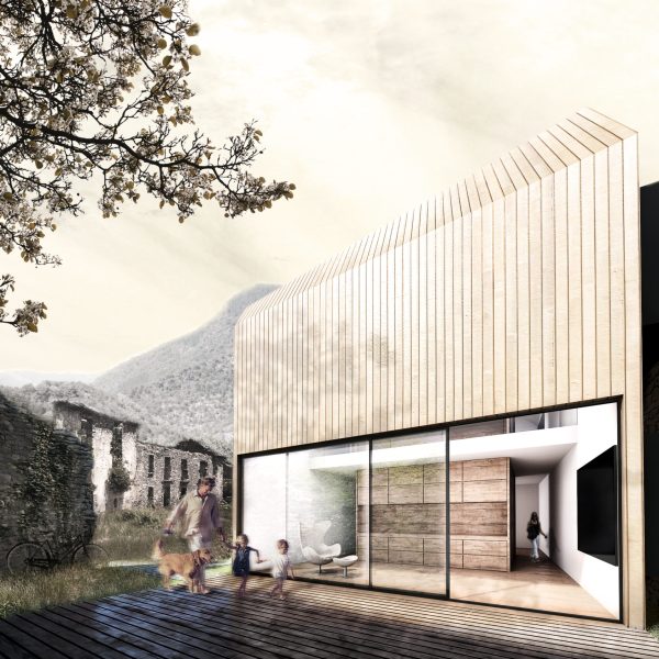 proyecto fin carrera juana segado universidad navarra jánovas centro social deportivo huesca render madera piedra rehabilitación vivienda