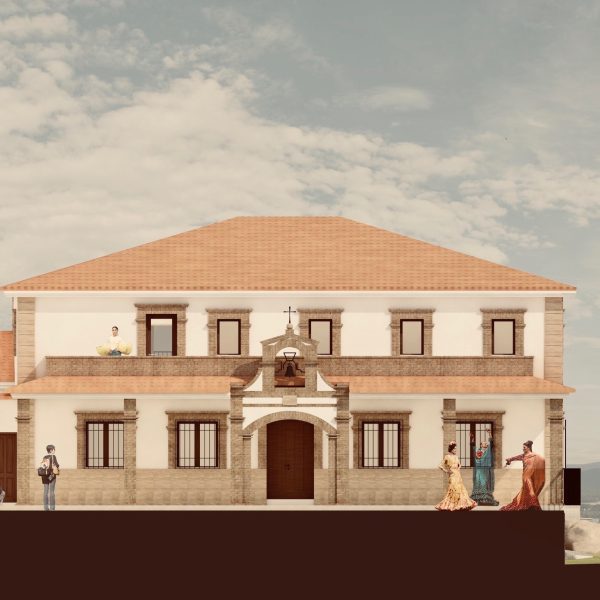 segado arquitectos proyectos reformas casa cofradía madrid andújar sierra romería fachada principal fotomontaje render