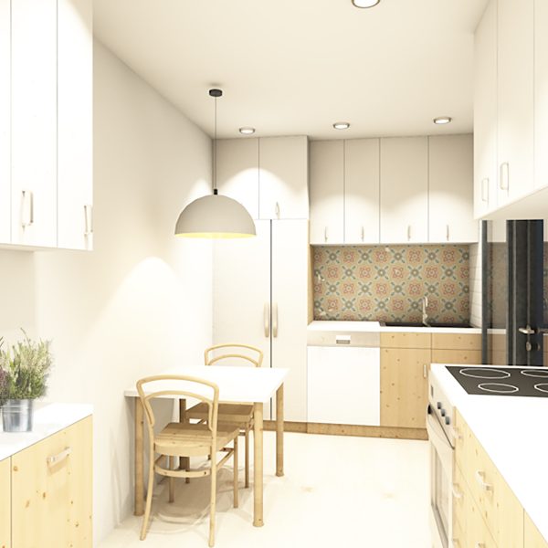 segado arquitectos garcía lorca vivienda proyectos arjonilla fotomontaje reforma cocina luz nocturna madera baldosa hidráulica